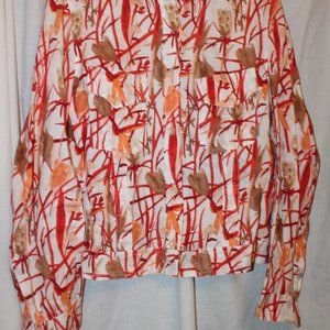 Cinque Abstract Linen Blouse Shirt Top Pockets Ladies sz 36